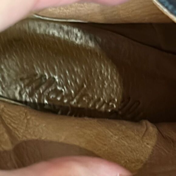 Madewell navy leather low boots booties with fringe chunky heel size 37 - Picture 7 of 7